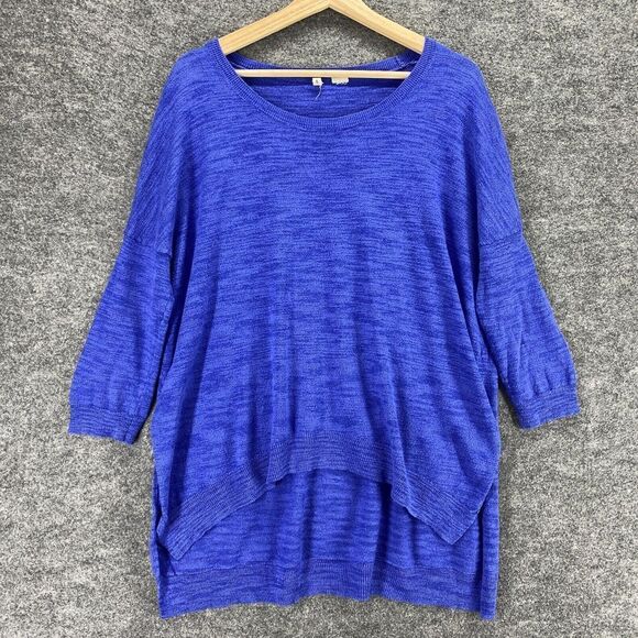 Moth Sweater Women Purple S Small Knit Asymmetric 3/4 Sleeve Crew Neck Pullover - Picture 1 of 11